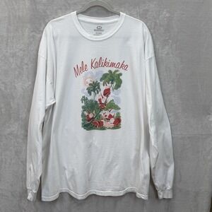Malibu Shirts Shirt Unisex XXL White Mele Kalikimaka Long Sleeve Santa Claus